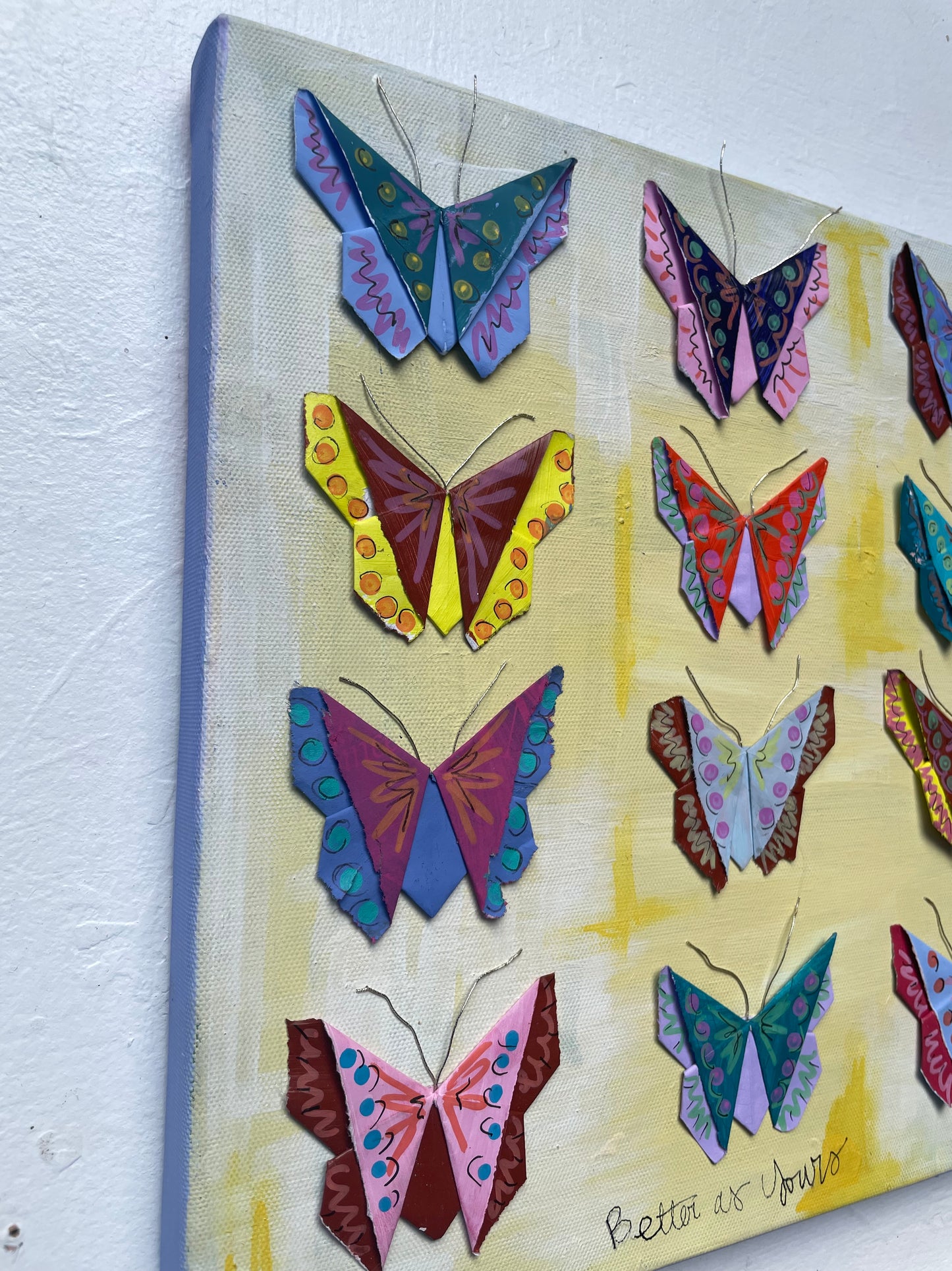 Painted Origami Butterflies | Yellow | 12”x12”