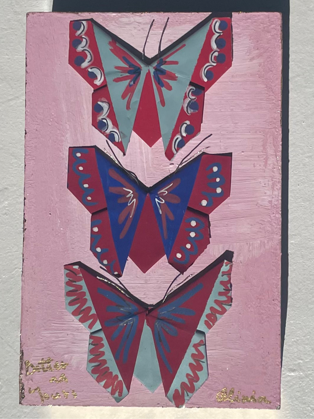 Painted Origami Butterflies | Red, Blue, & Pink | 4.5x6.5”