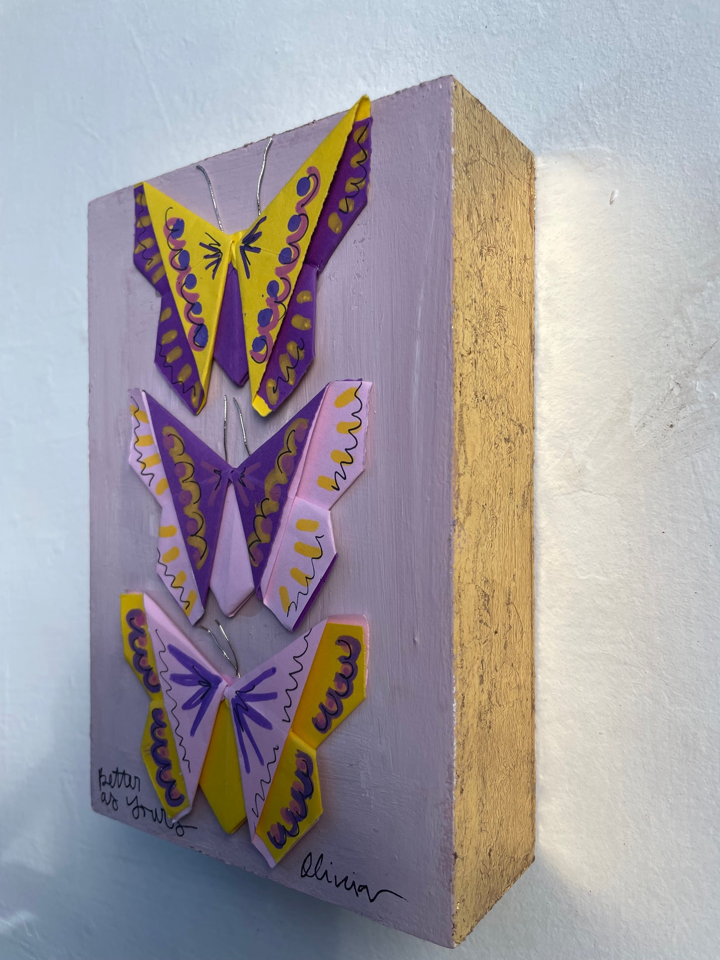 Painted Origami Butterflies | Purple & Yellow | 4.5”x6.5”