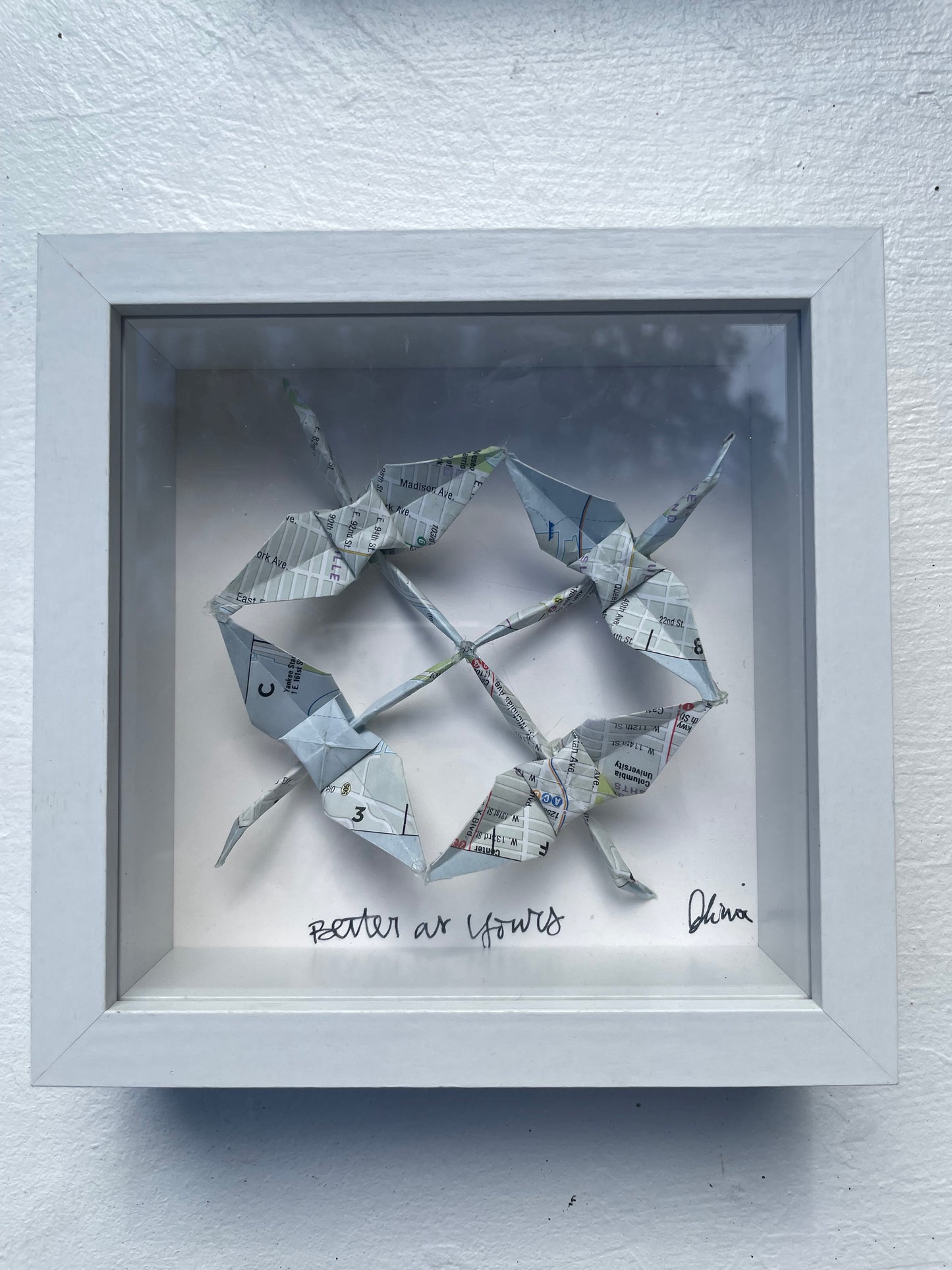 Origami Cranes | Map of New York City | 5”X5”