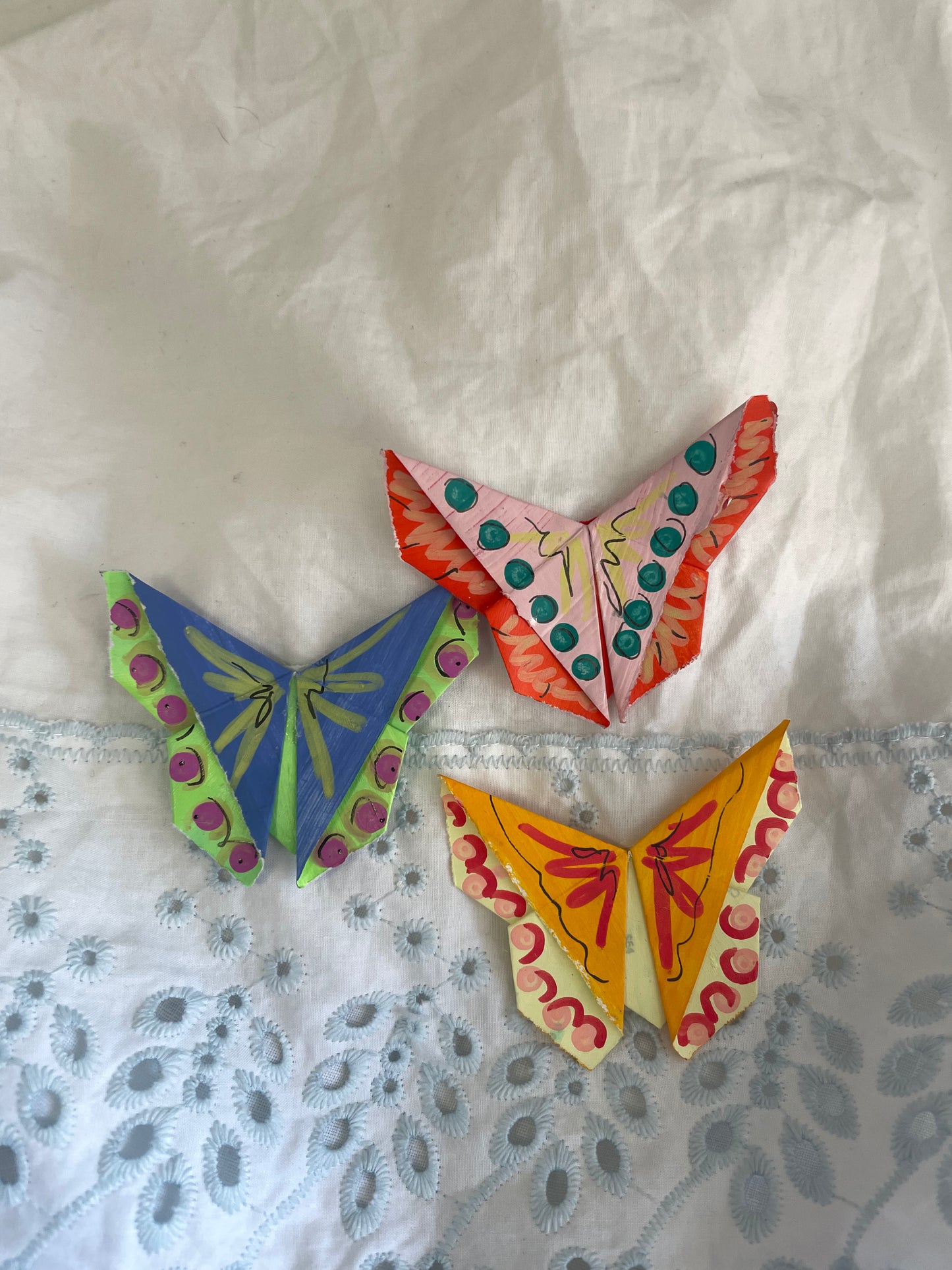Set of Three Bookmarks | Painted Origami Butterflies