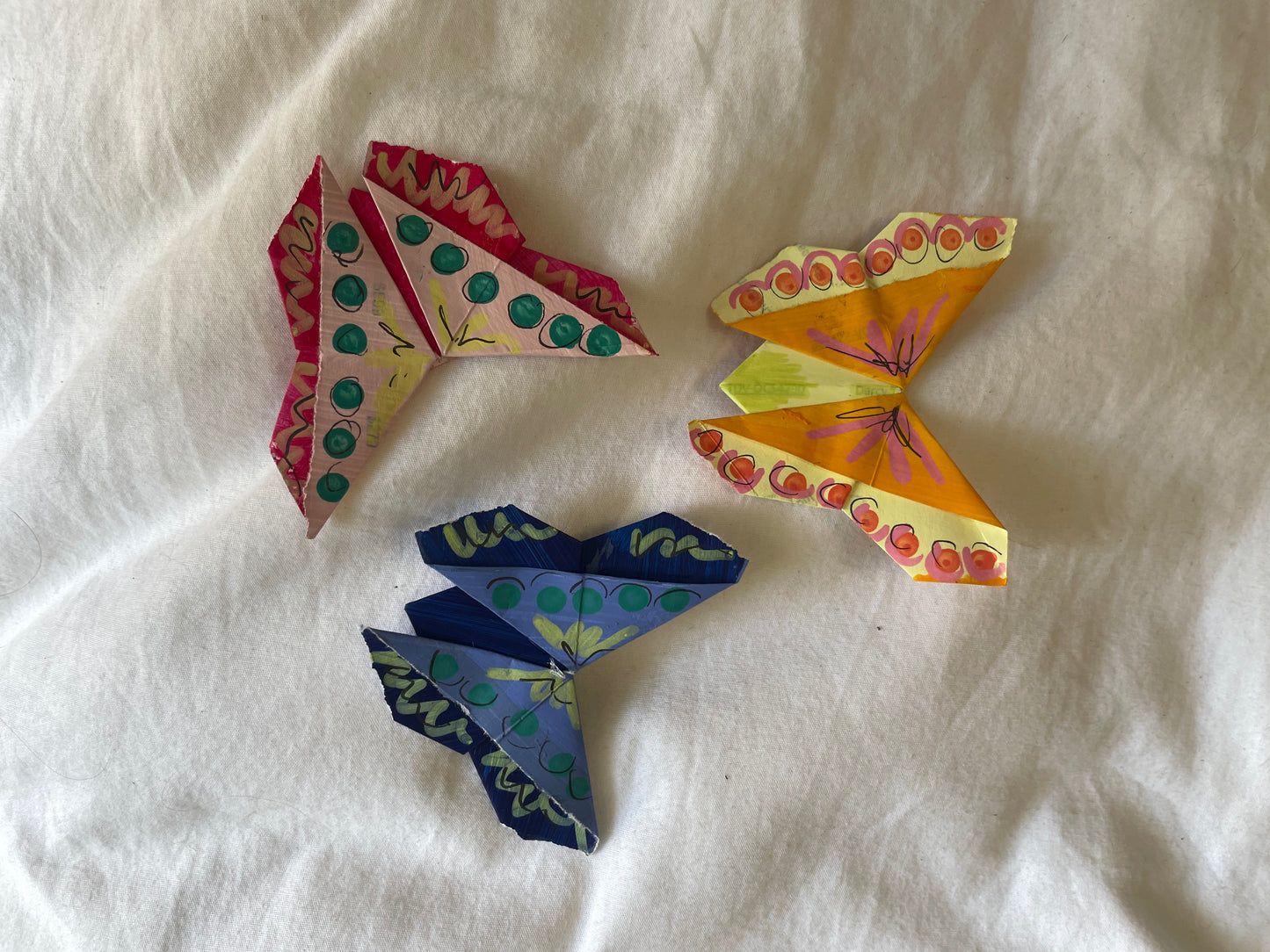Set of Three Bookmarks | Painted Origami Butterflies