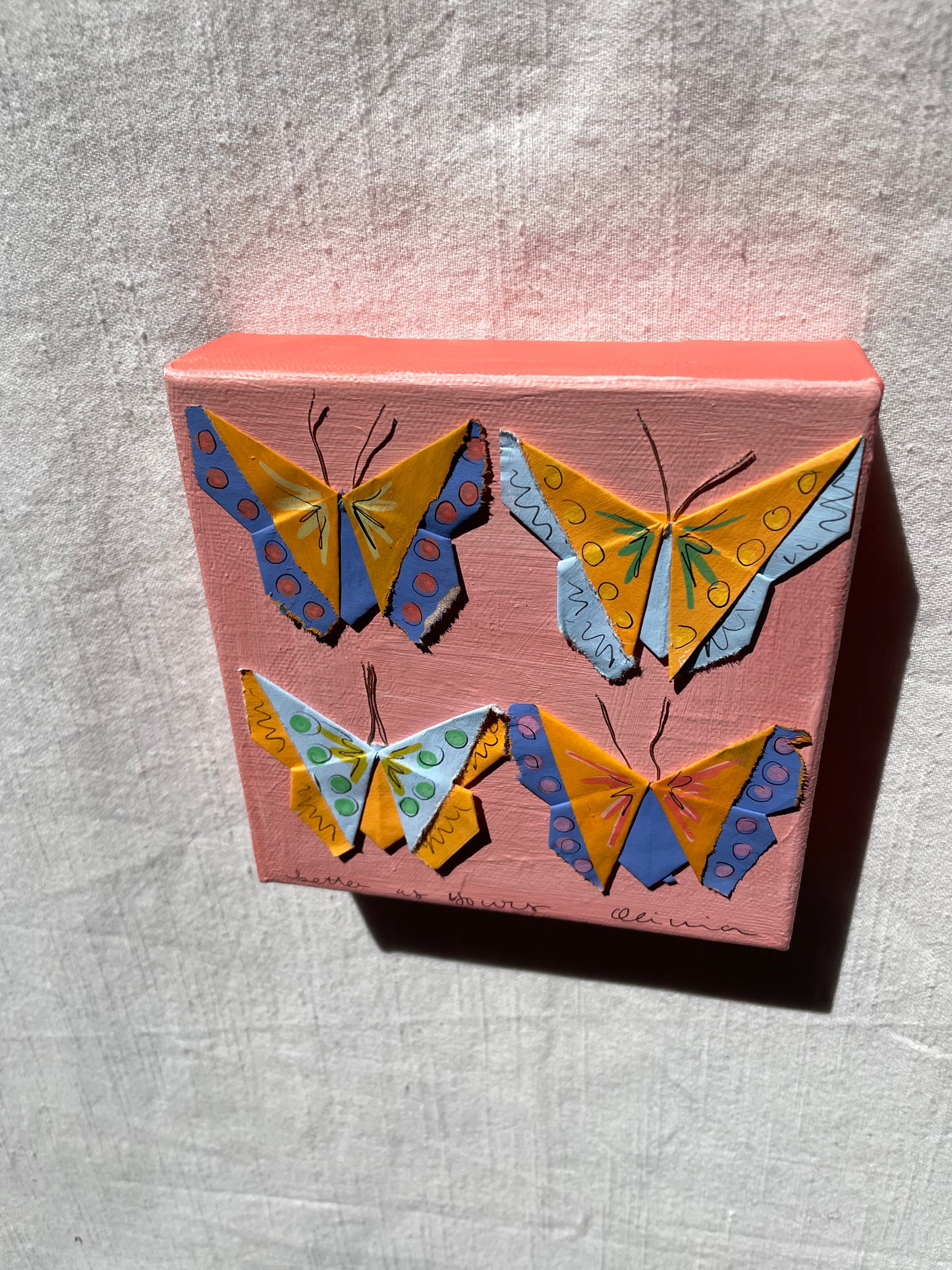 Painted Origami Butterfly Art | 6x6” Art