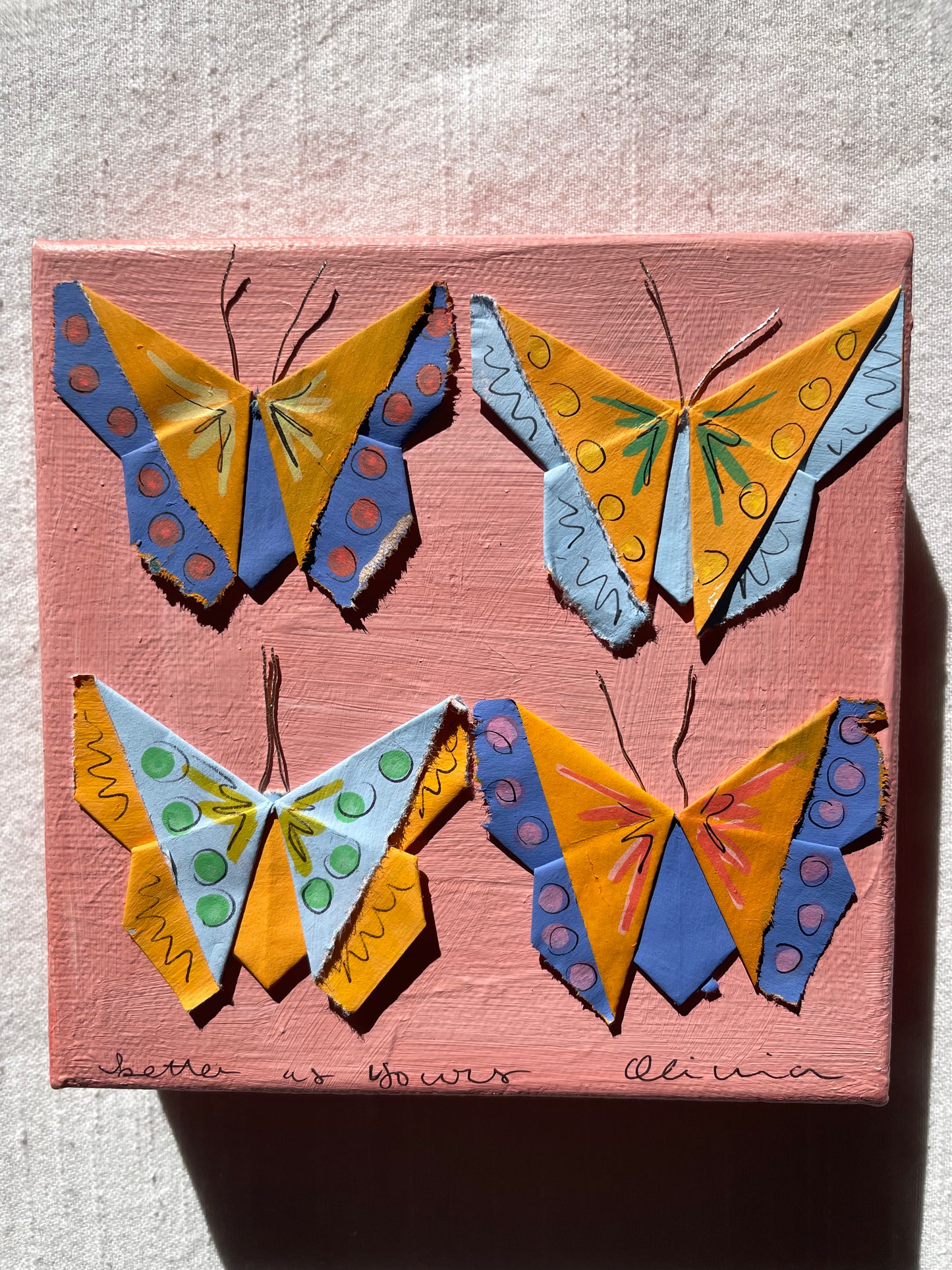Painted Origami Butterfly Art | 6x6” Art