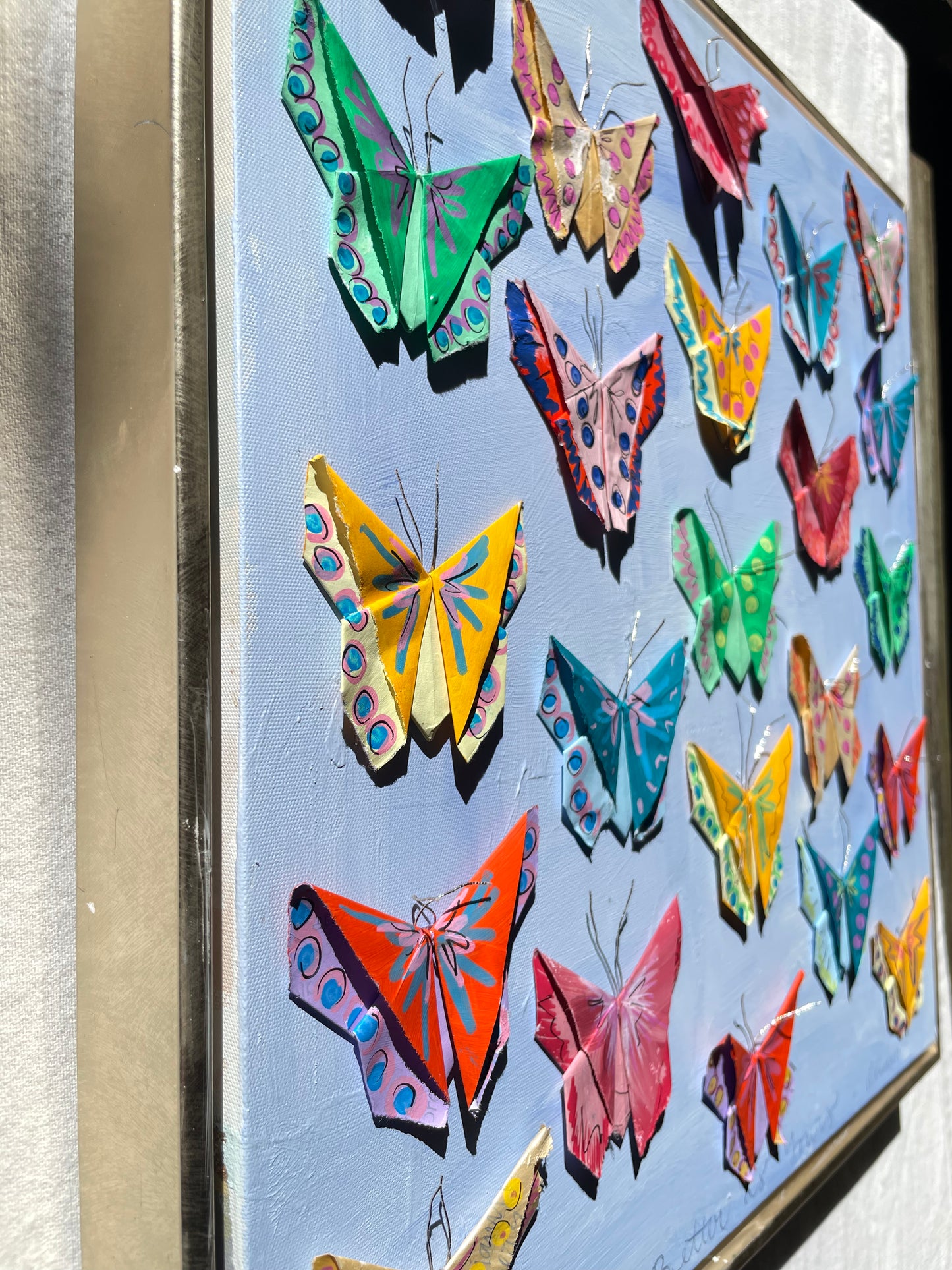 Painted Origami Butterflies | 16x16” Wall Art