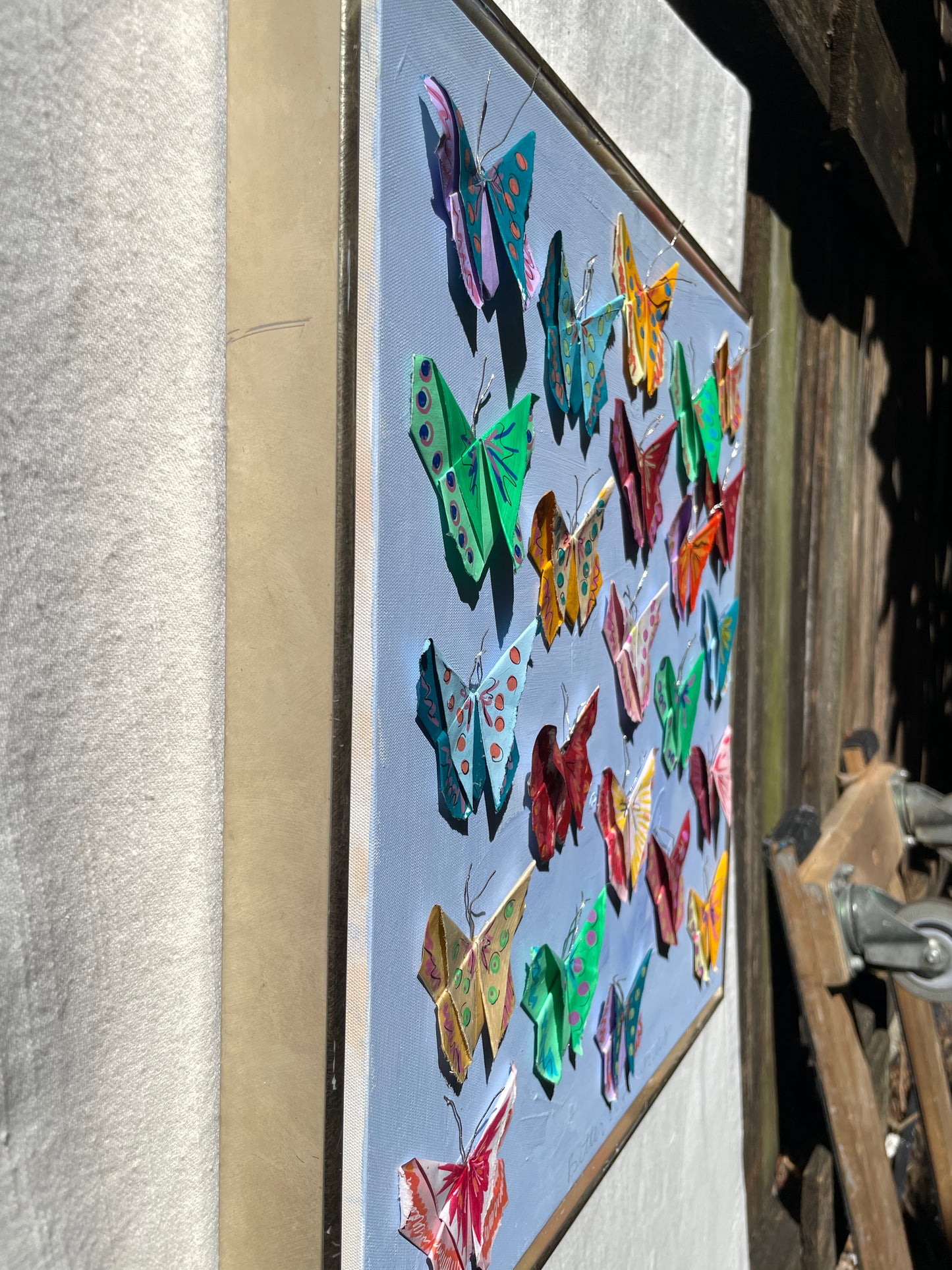 Painted Origami Butterflies | 16x16” Wall Art