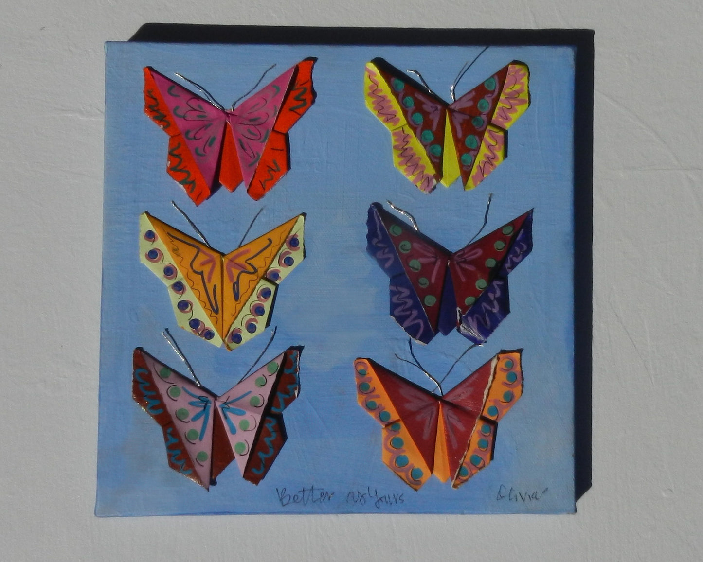 Painted Origami Butterfly Art | 8”x8”