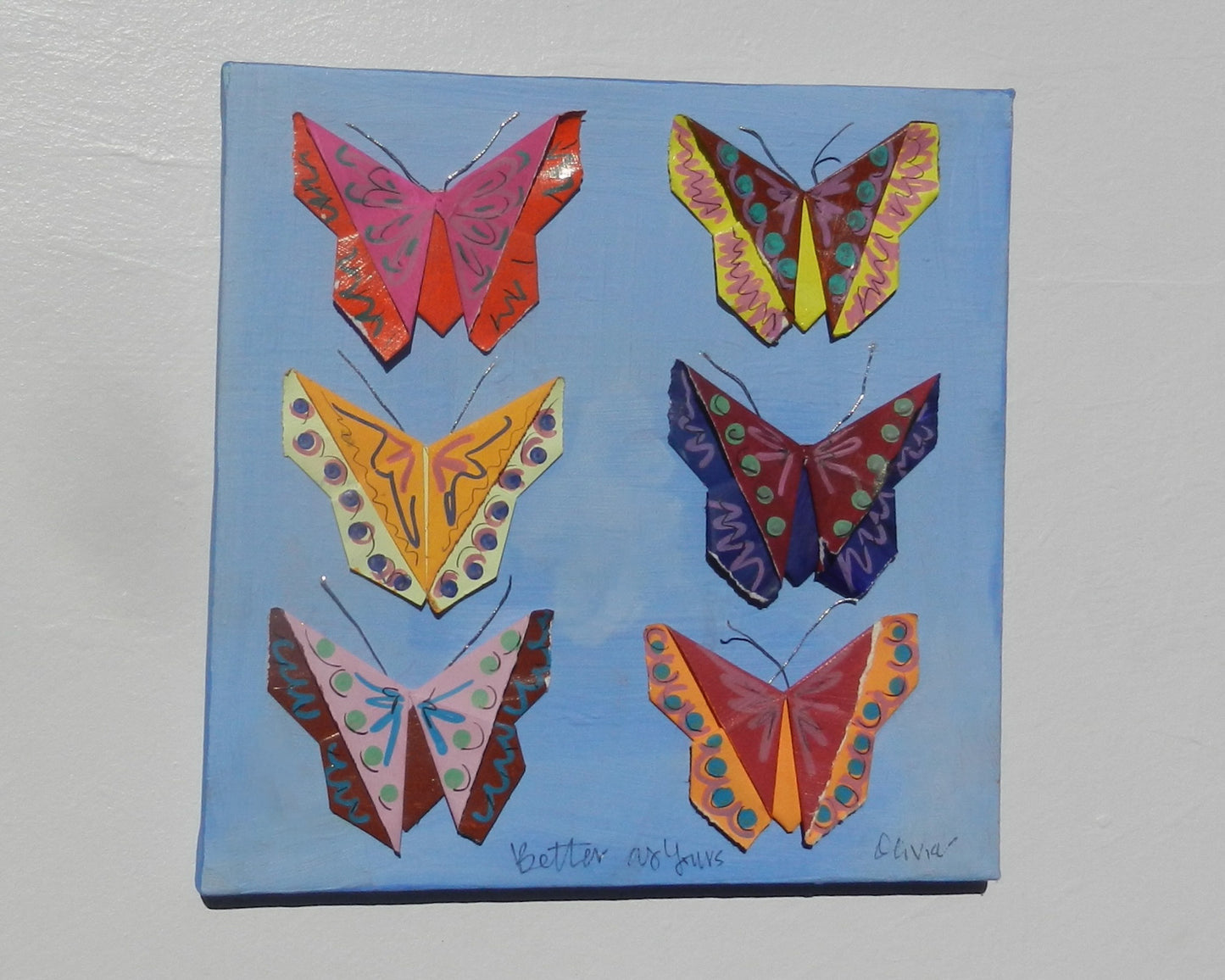 Painted Origami Butterfly Art | 8”x8”