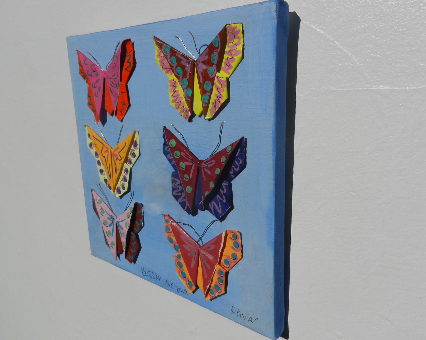 Painted Origami Butterfly Art | 8”x8”