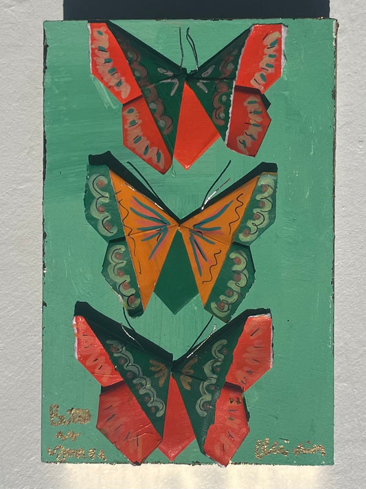 Painted Origami Butterflies | Green & Orange | 4.5x6.5”