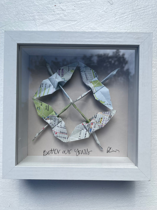 Origami Cranes | Map of New York City | 5”X5”