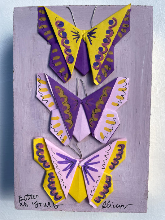 Painted Origami Butterflies | Purple & Yellow | 4.5”x6.5”