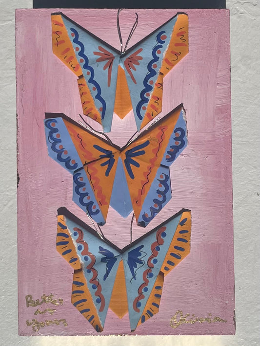 Painted Origami Butterflies | Blue, Orange, & Pink | 4.5x6.5”