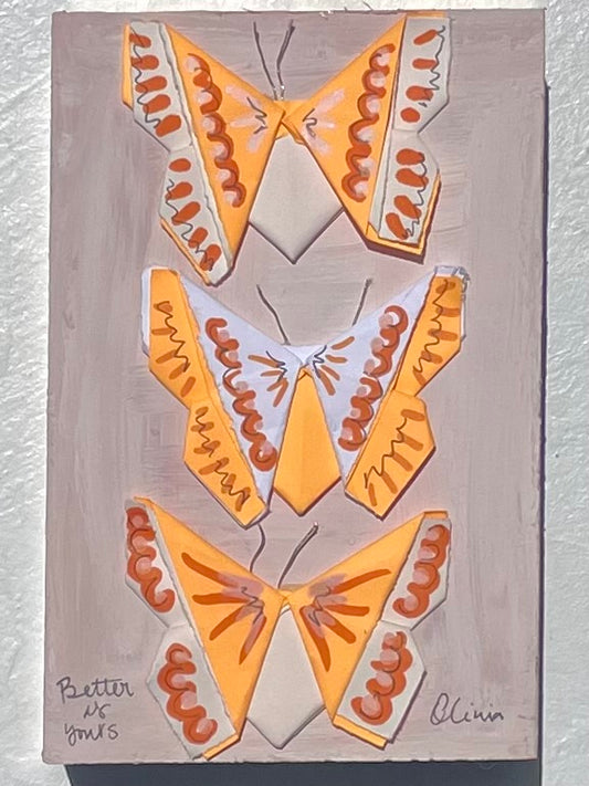 Painted Origami Butterflies | Orange & White | 4.5x6.5”