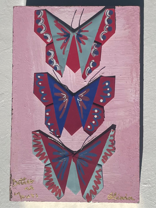 Painted Origami Butterflies | Red, Blue, & Pink | 4.5x6.5”