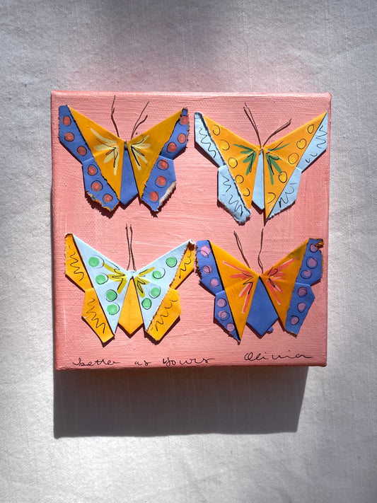 Painted Origami Butterfly Art | 6x6” Art