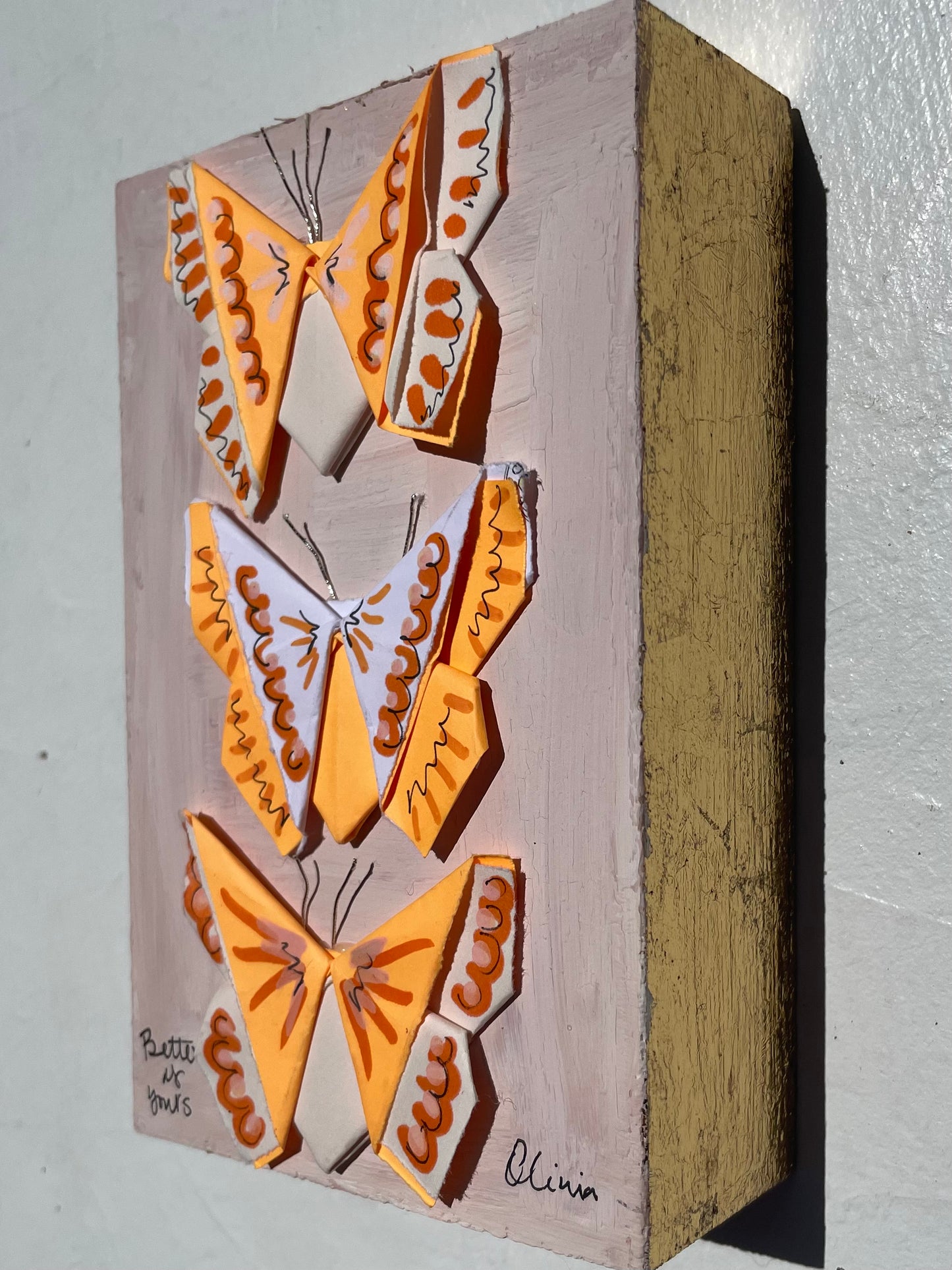 Painted Origami Butterflies | Orange & White | 4.5x6.5”