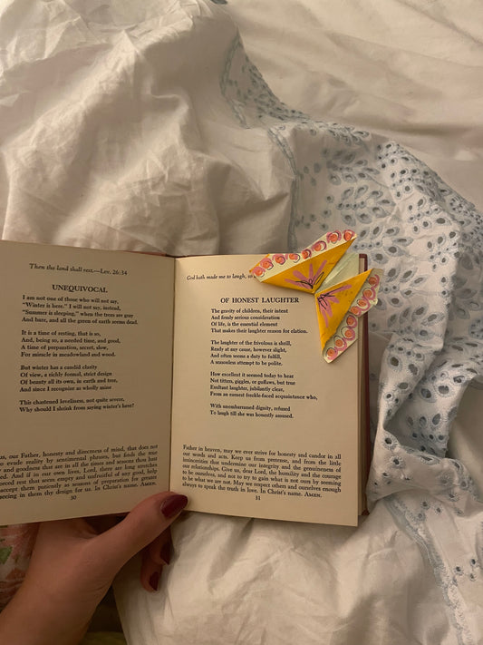 Bookmark | Painted Origami Butterfly | Yellow, Pink, and Orange