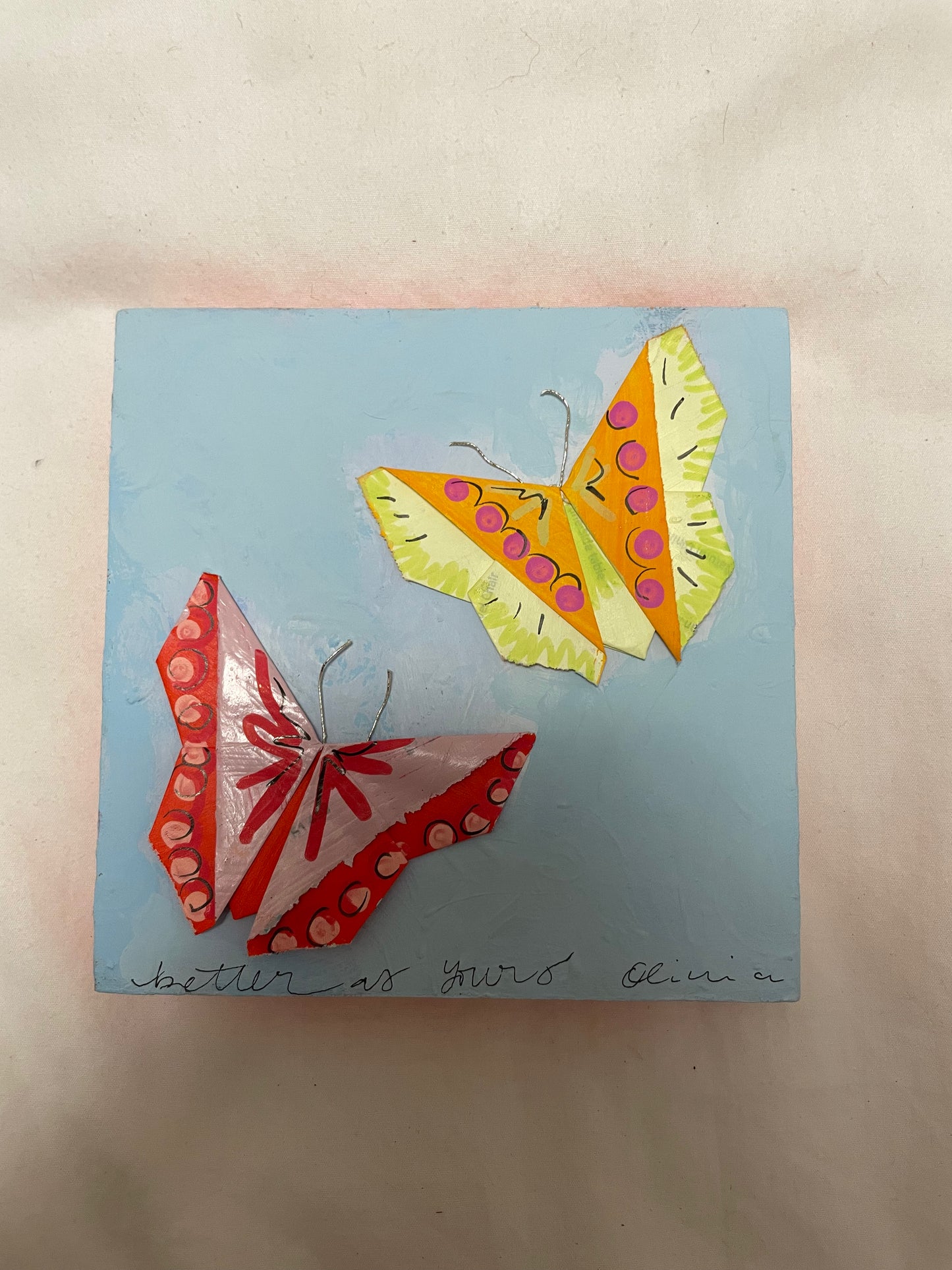 Painted Origami Butterflies | 5”x5” Art