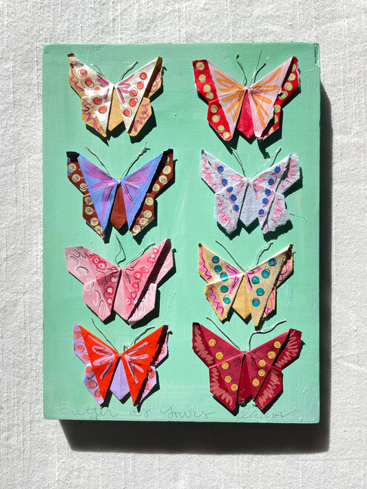 Painted Origami Butterfly | 7.5x10”  Wall Art