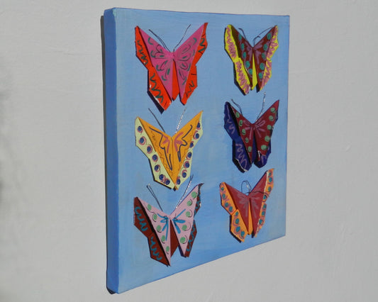 Painted Origami Butterfly Art | 8”x8”